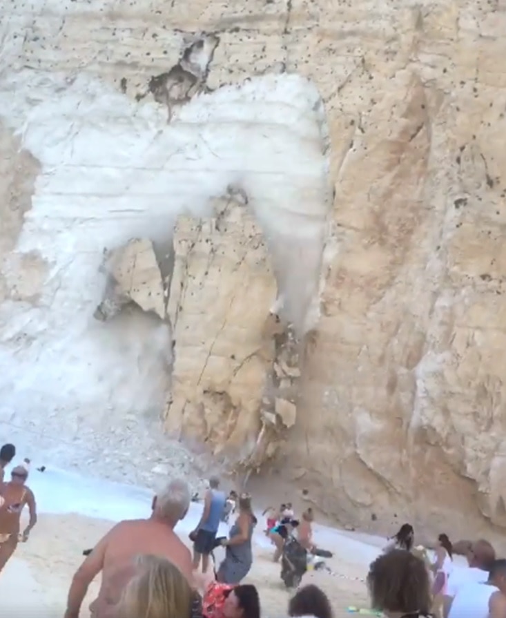 Cliff Collapse At Tourist Beach On Greece S Zakynthos Island Injures