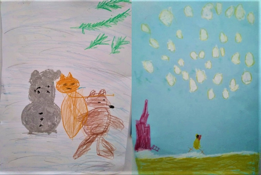 Ζωγραφιές από παιδιά του 28ου Νηπιαγωγείου στον δήμο Κάτω Πολεμίδια της επαρχίας Λεμεσού στην Κύπρο. 