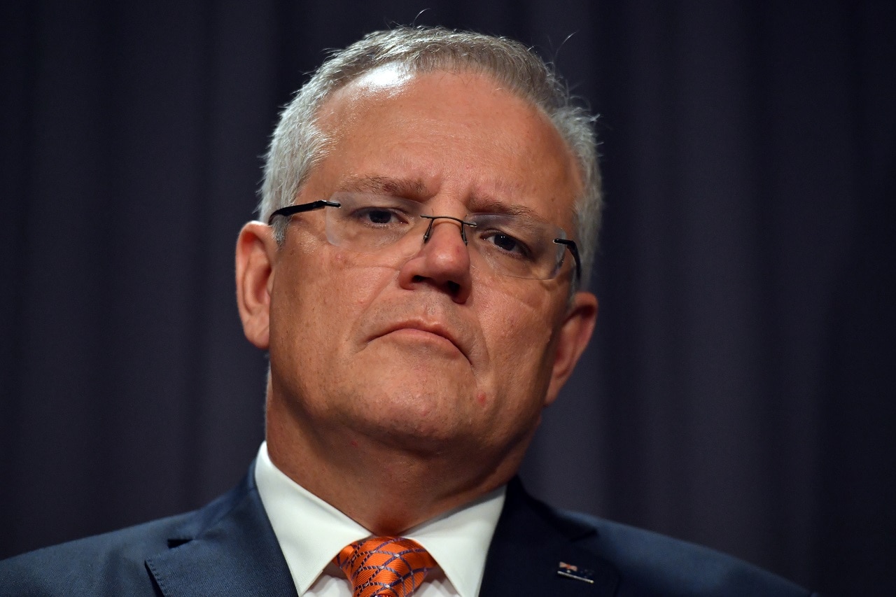 Scott Morrison speaks to the media during a press conference