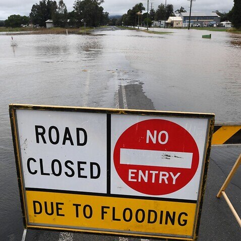 Floodwaters are seen in the town of Grantham, west of Brisbane, Thursday, May 12, 2022. Queensland continues to be battered by an unseasonal rain band.