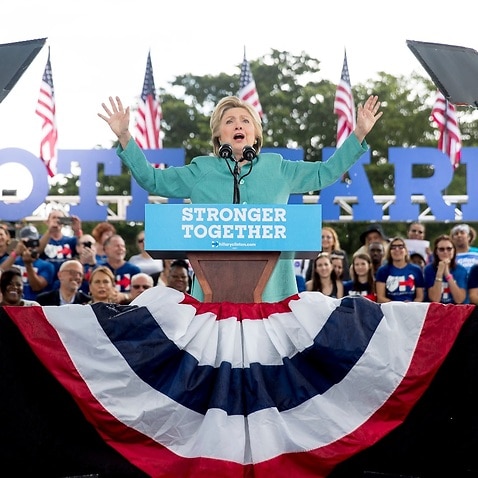 Democratic presidential candidate Hillary Clinton speaks at a rally at C.B. Smith Park in Pembroke Pines, Fla., Saturday, Nov. 5, 2016. 