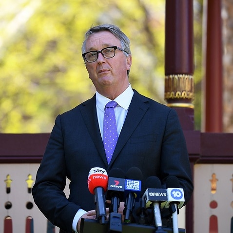Victorian Health Minister Martin Foley address the media during a press conference in Melbourne, Wednesday, October 6, 2021. Victoria has reported 1420 new locally acquired cases of COVID-19 and 11 deaths. (AAP Image/James Ross) NO ARCHIVING