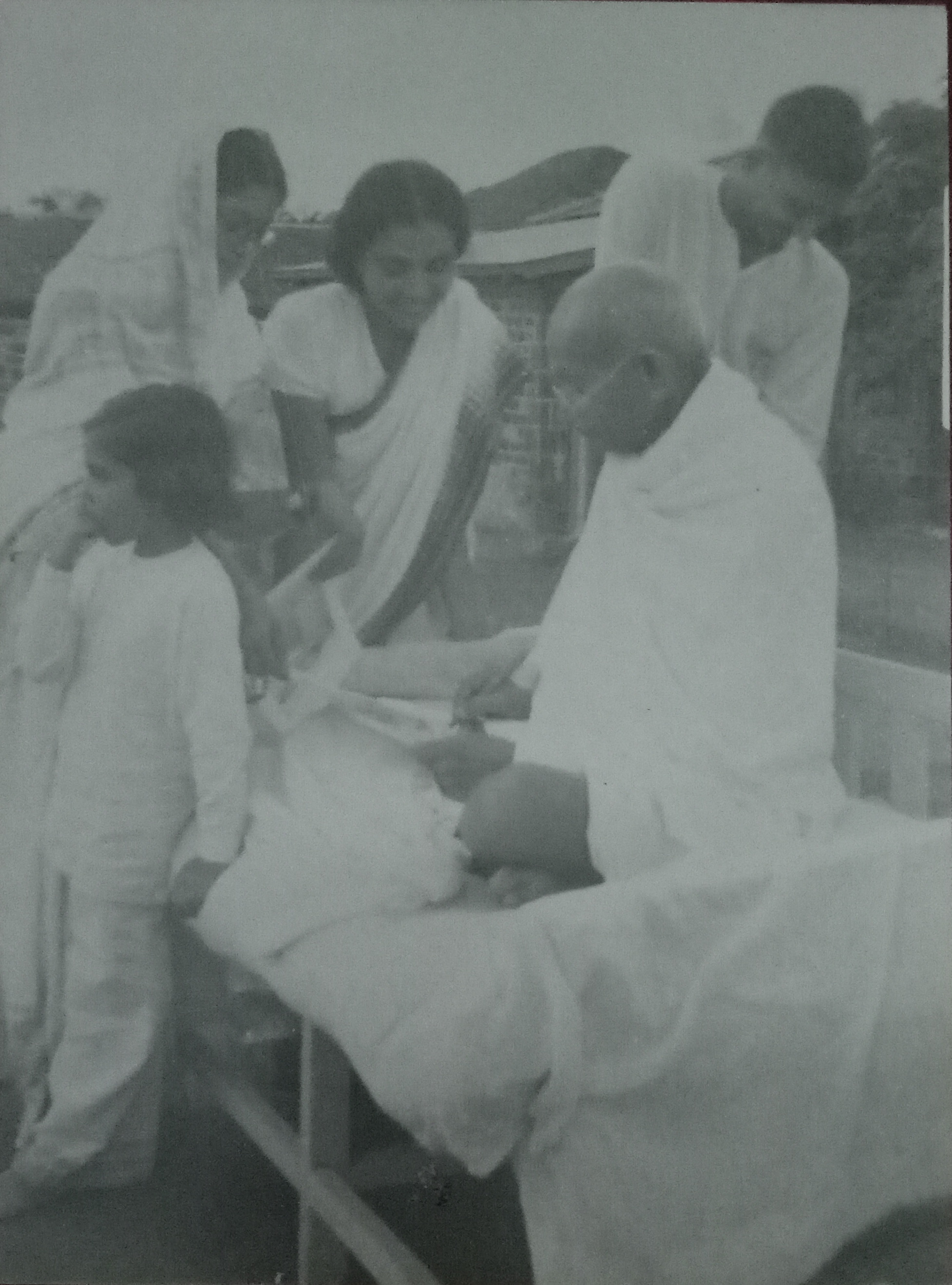Mahatma Gandhi with his granddaughter Ela