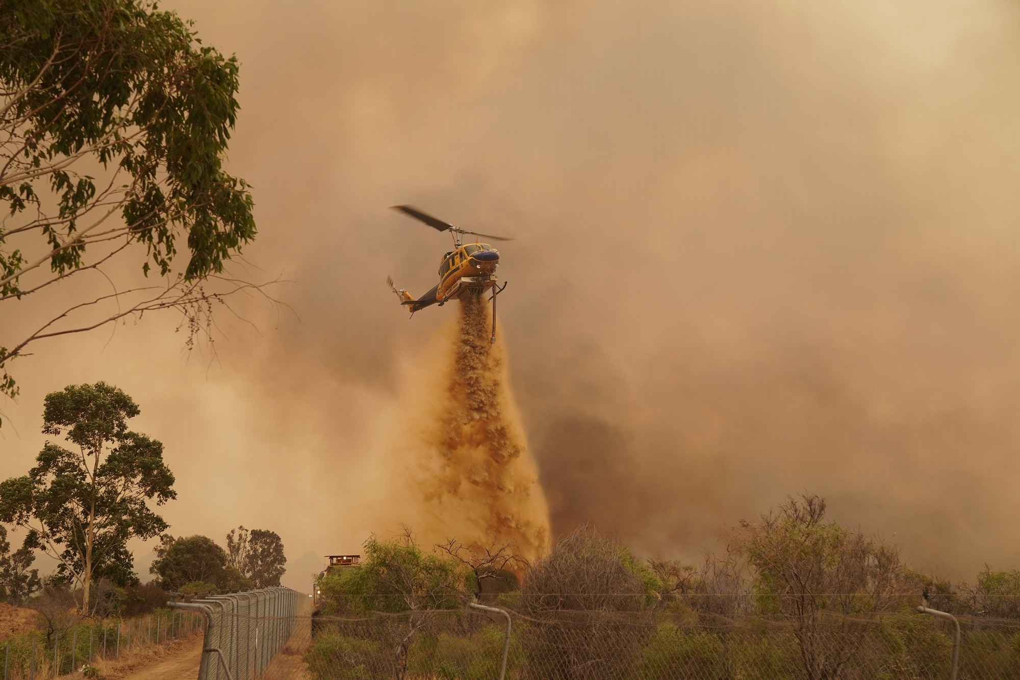 Firefighters battling the Wooroloo Bushfire, north-west of Perth.