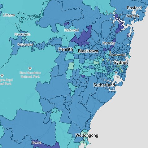Map of NSW vaccinations by home postcode