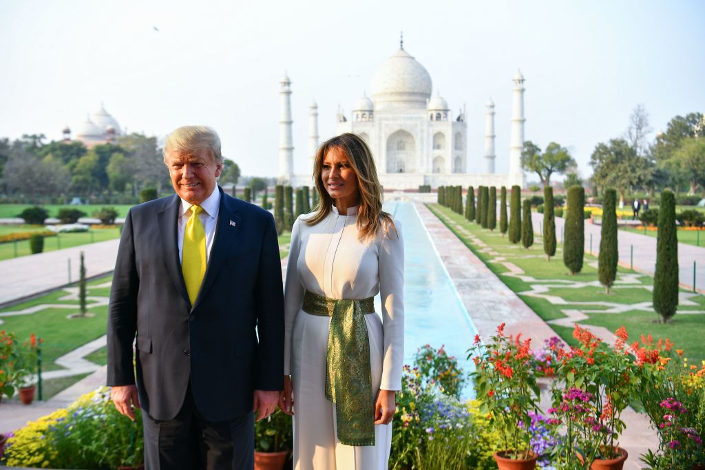 President Donald Trump and Mrs. Melania Trump at Taj Mahal in Agra in February 2020.