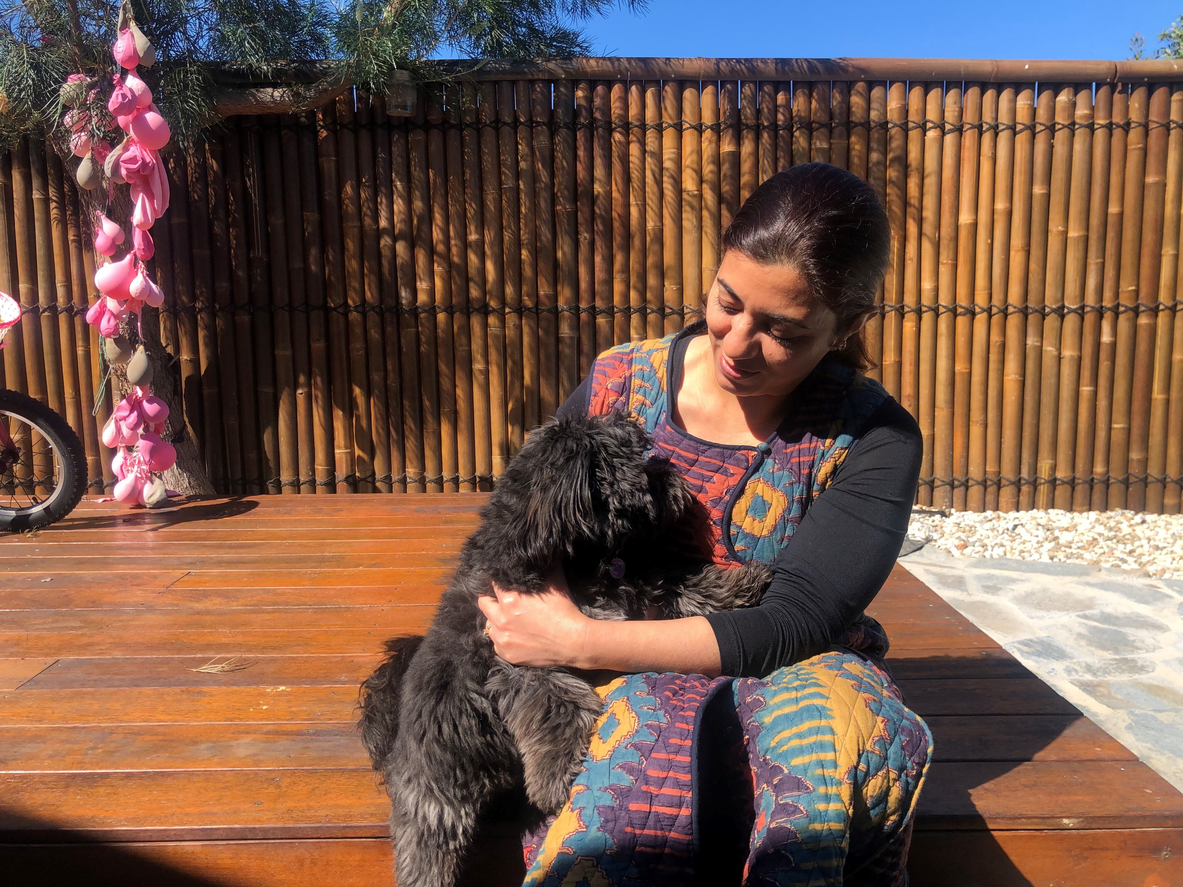 Mukta Arora with her adopted dog Oreo. 