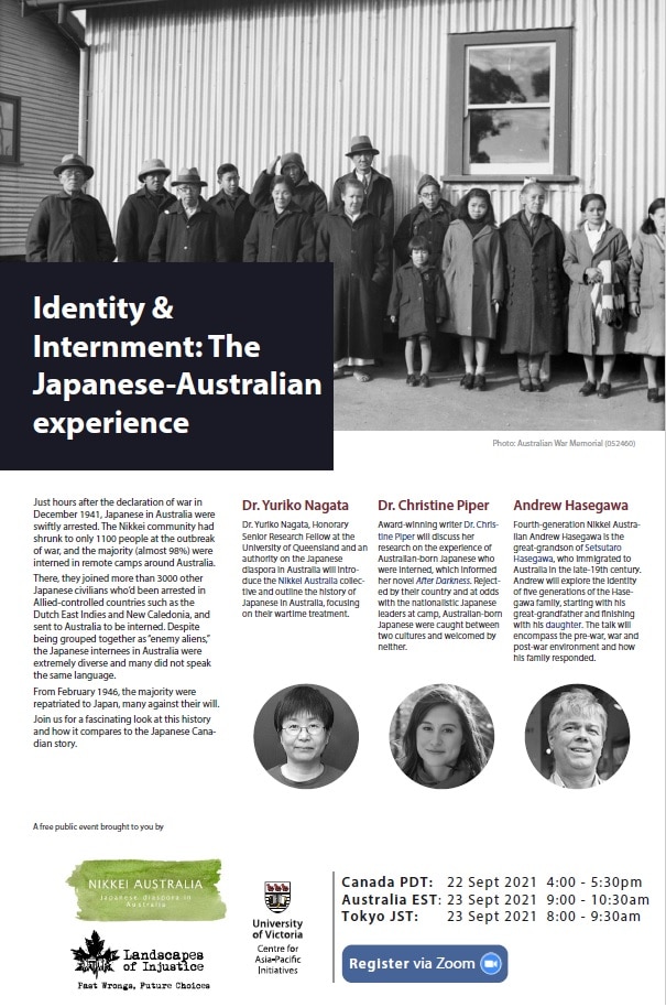 Dr. Yuriko Nagata will hold presentation at a webinar titled Identity & Internment: The Japanese-Australian experience