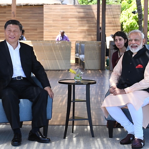 Indian Prime Minister Narendra Modi (R) and Chinese President Xi Jinping (L) during their meeting in Mamallapuram, India.