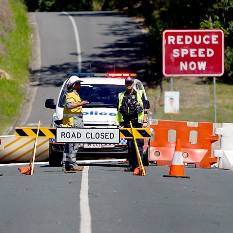 A road block in Queensland last month.