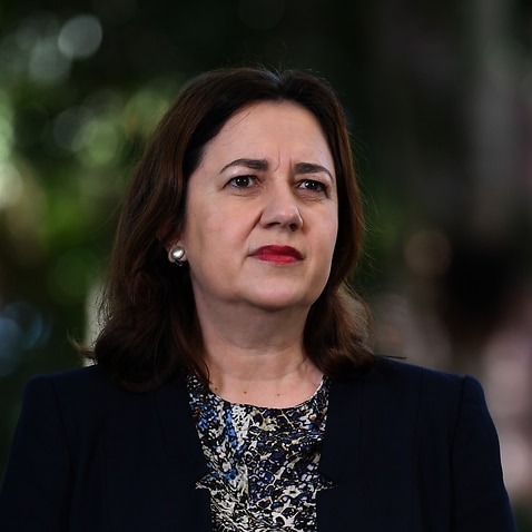 Queensland Premier Annastacia Palaszczuk is seen during a press conference at Parliament House in Brisbane, Monday, June 15, 2020. (AAP Image/Dan Peled) NO ARCHIVING