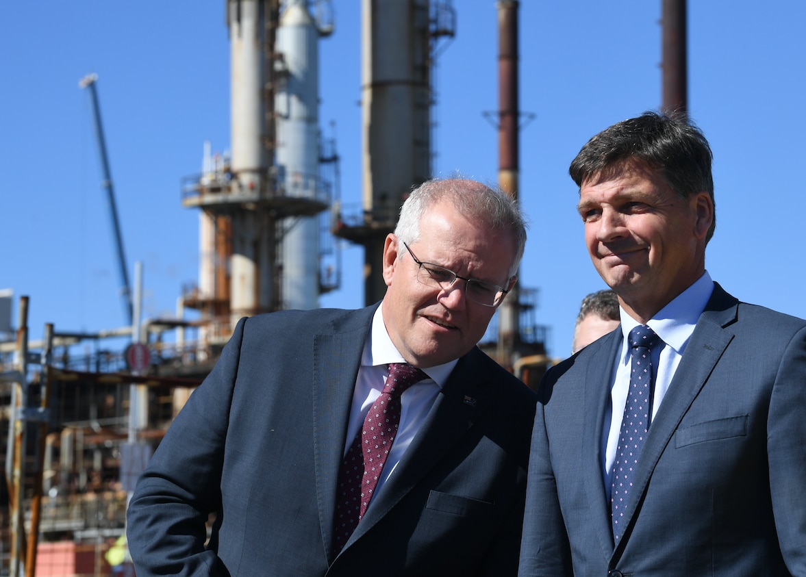 Energy Minister Angus Taylor (right) called the report "misleading and complete rubbish".