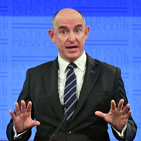 Minister for Government Services Stuart Robert at the National Press Club in Canberra.