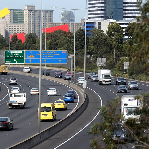Traffic on a freeway in Melbourne