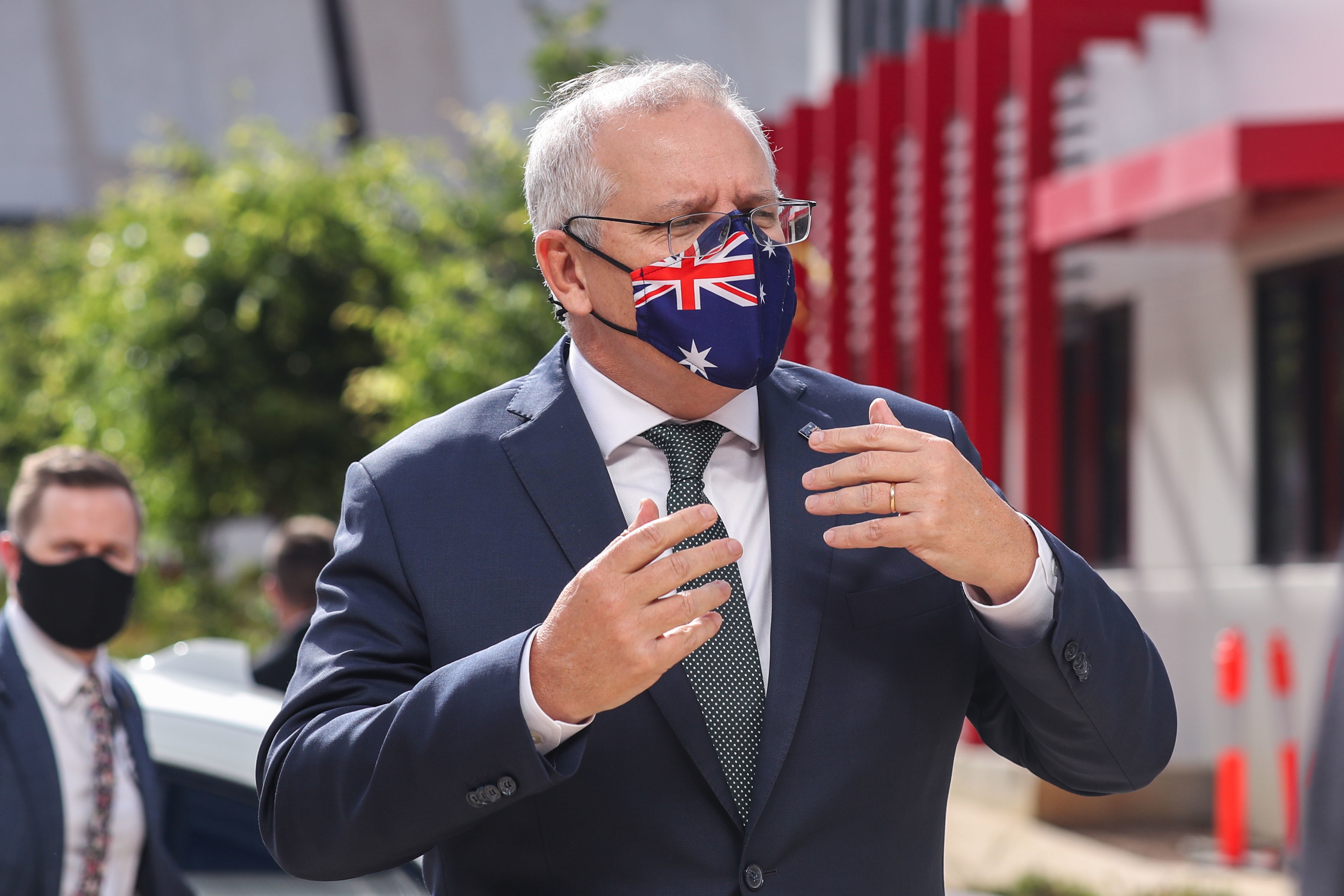 Australian Prime Minister Scott Morrison during a visit to Micro-X in Adelaide, Friday, November 26, 2021. (AAP Image/Matt Turner) NO ARCHIVING