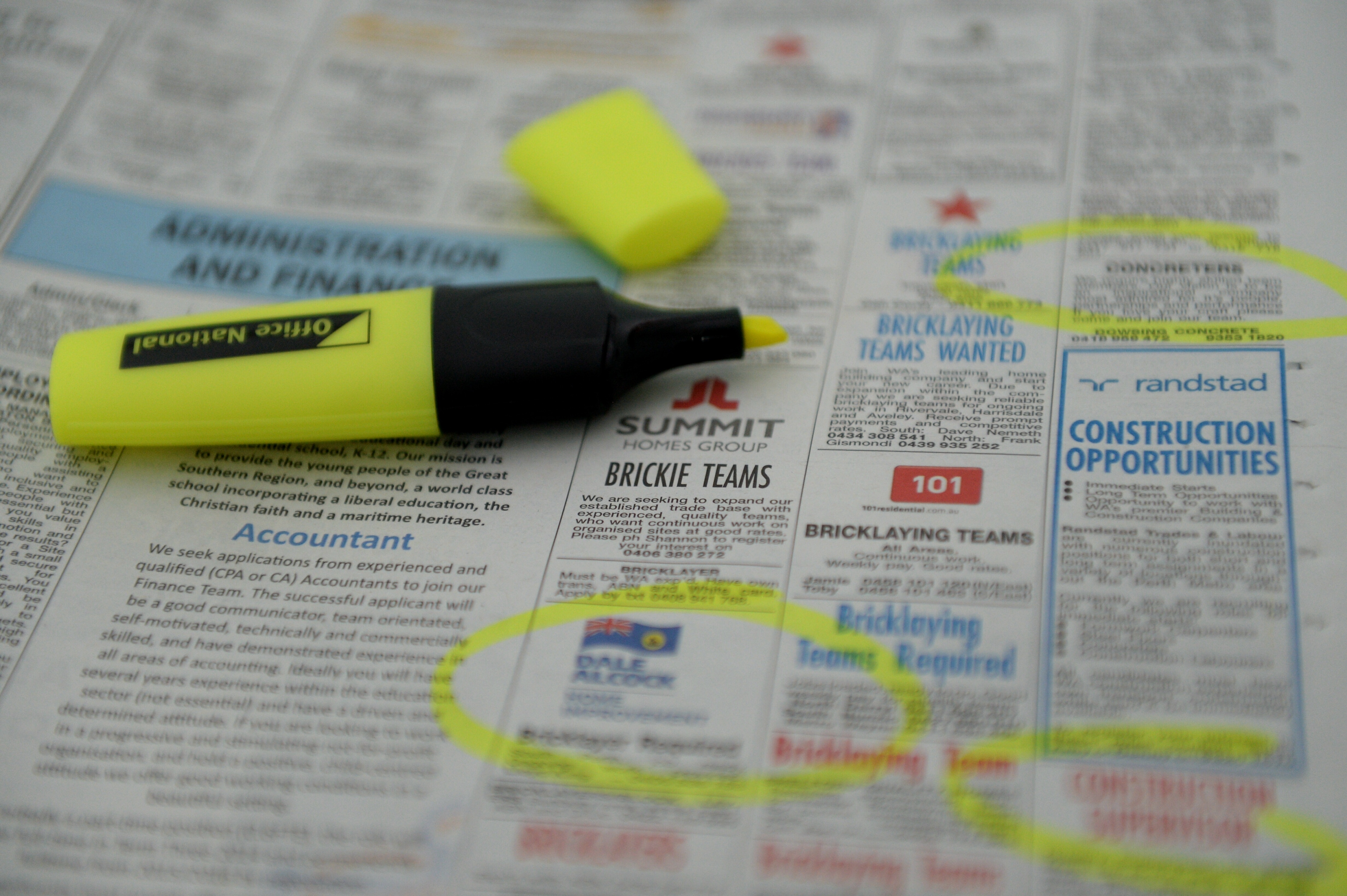 Employment advertising is seen in a newspaper in Canberra, Thursday, April 10, 2014. (AAP Image/Lukas Coch) NO ARCHIVING