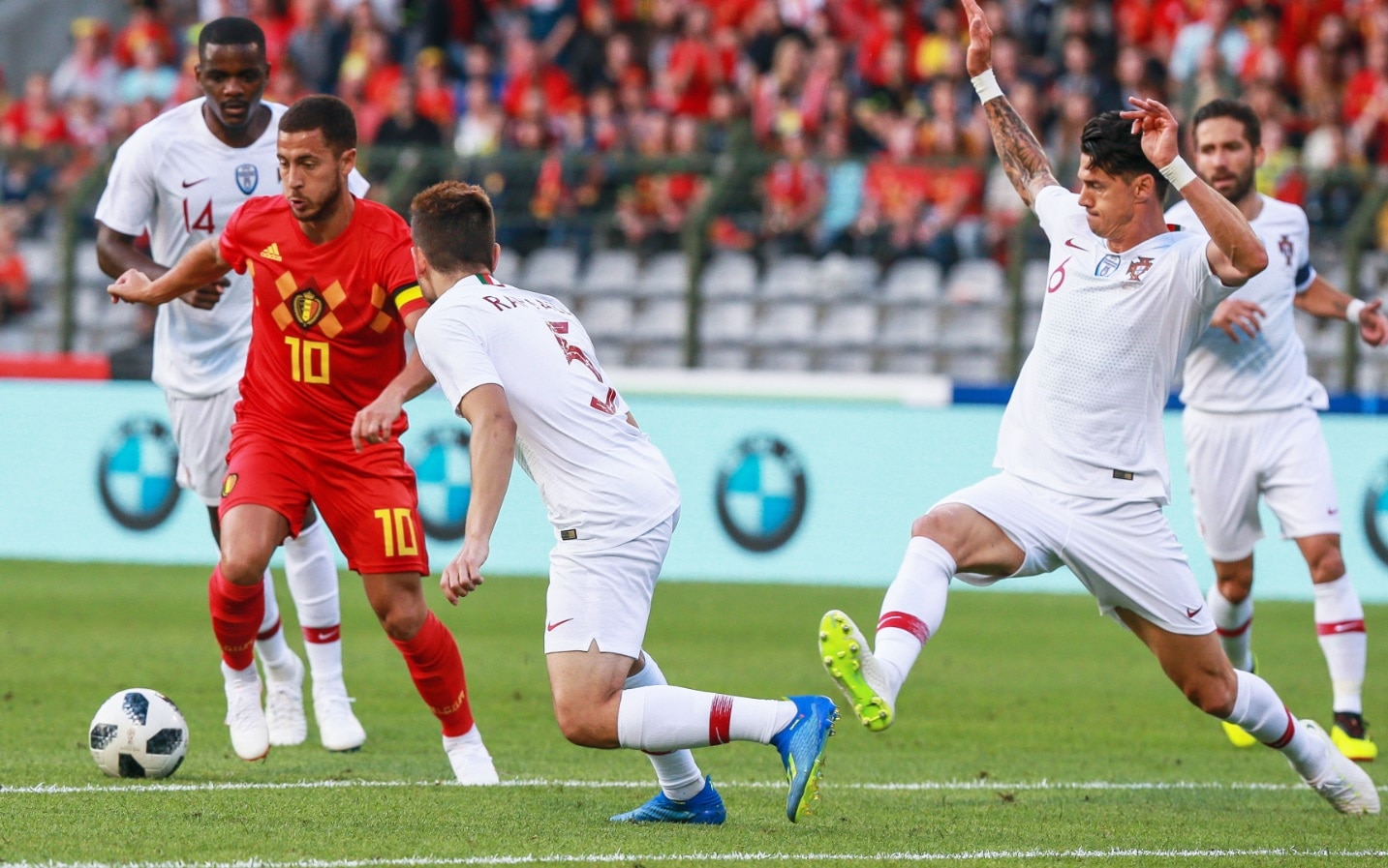 Eden Hazard of Belgium (2-L) during the International Friendly soccer match between Belgium and Portugal 