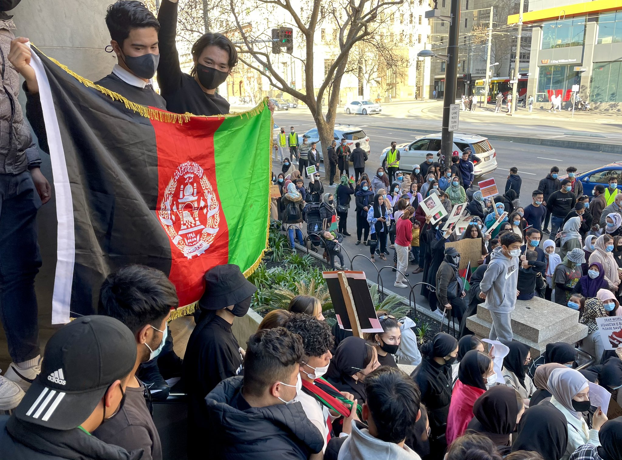 Hundreds rallied in Adelaide on Saturday, protesting against the Taliban's violence in Afghanistan.