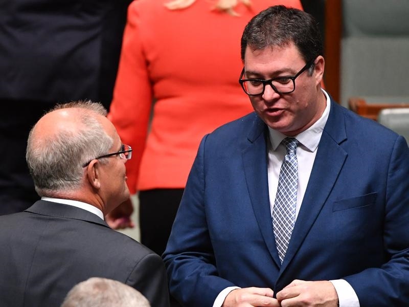 Scott Morrison speaks to Nationals MP George Christensen