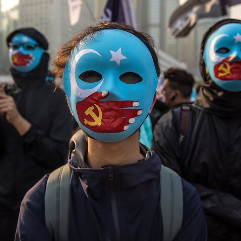A rally in Hong Kong in December 2019 to show support for Uighurs in China.