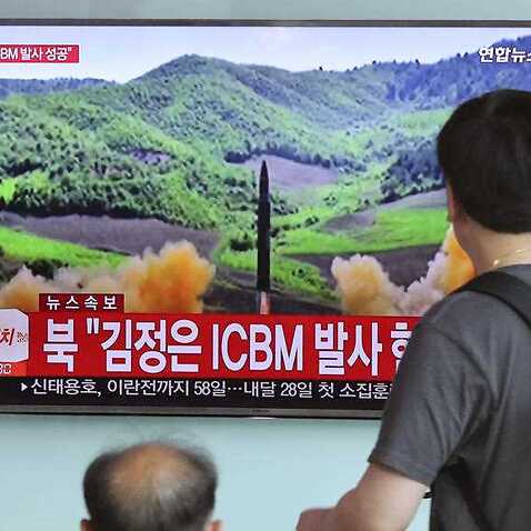 File image of a North Korean missile test being watched in South Korea