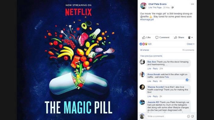 A poster promoting the The Magic Pill documentary. 