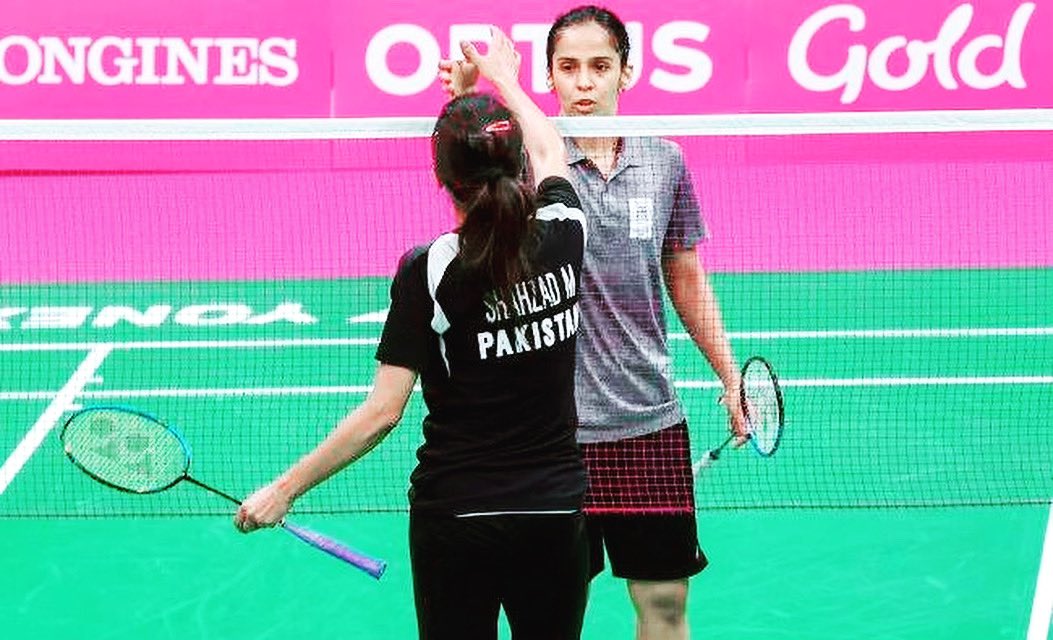 In a match with world No. 1 Saina Nehwal in commonwealth games 2018 at Gold coast, Australia