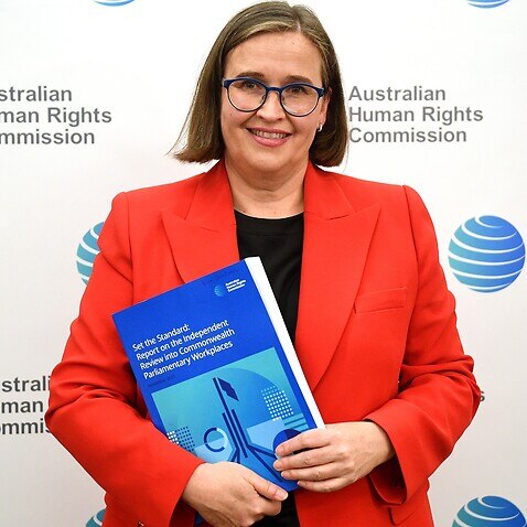 Sex Discrimination Commissioner Kate Jenkins poses for a photograph after addressing media during a press conference in Sydney.