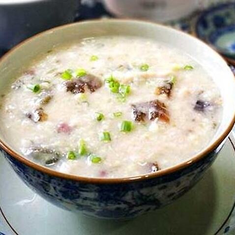 Minced Pork Congee with Preserved Egg is classical Cantonese congee