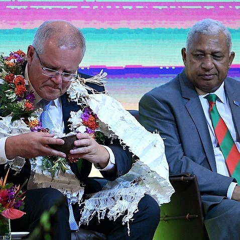 Australian Prime Minister Scott Morrison attends a Traditional Ceremony of Welcome with the Prime Minister of Fiji Frank BainimaramaThursday, January 17, 2019. 