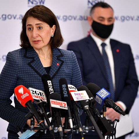 NSW Premier Gladys Berejiklian speaks to the media during a press conference in Sydney.