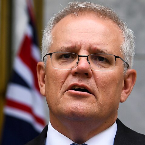Australian Prime Minister Scott Morrison speaks to the media during press conference at Parliament House in Canberra, Thursday, October 28, 2021. (AAP Image/Lukas Coch) NO ARCHIVING
