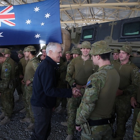 Malcolm Turnbull visits Australian troops in Afghanistan in April 2017.