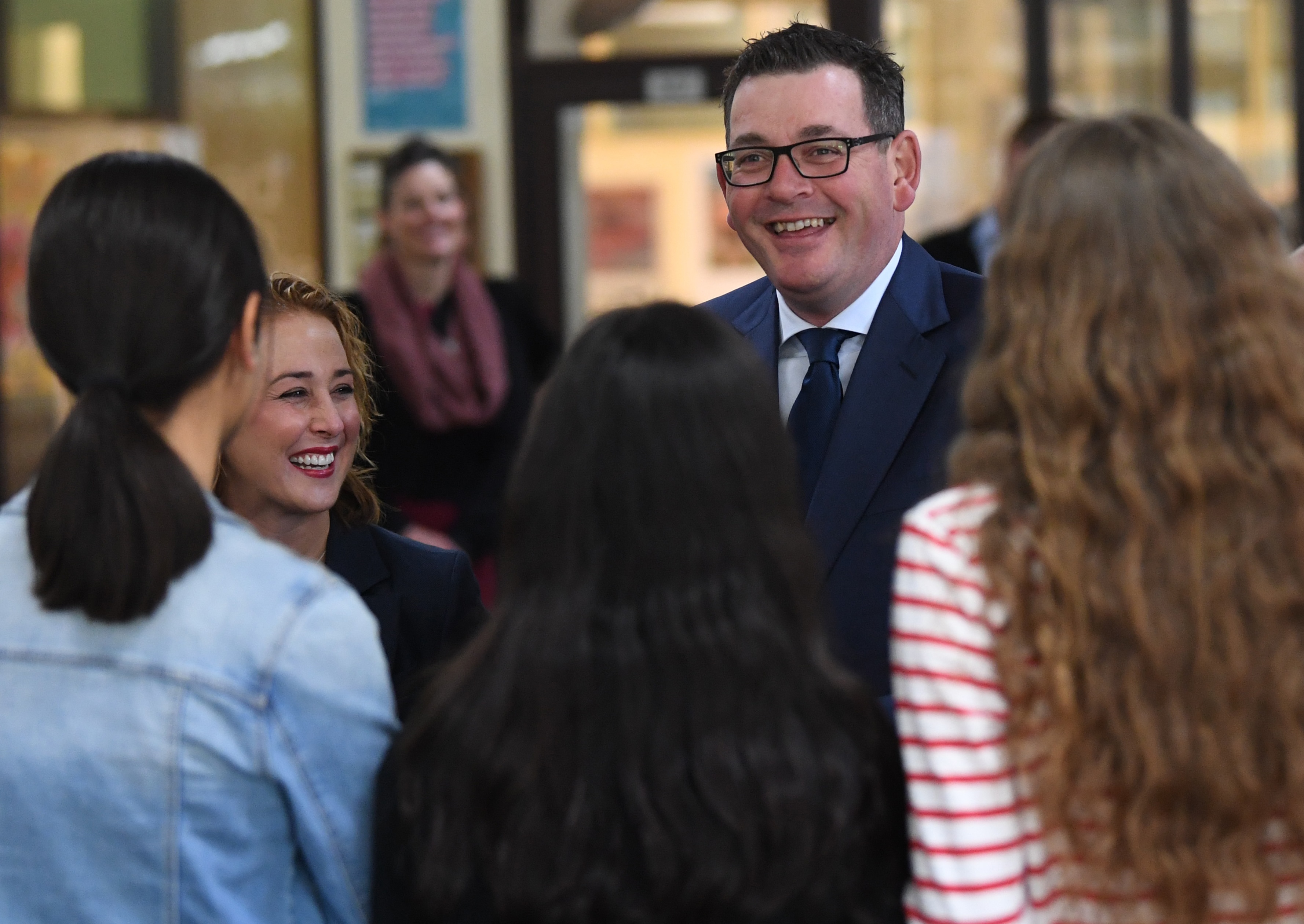 Victorian Premier Daniel Andrews seen alongside students at University High in Melbourne, Wednesday, September 11, 2019.