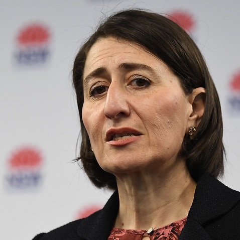 NSW Premier Gladys Berejiklian speaks to the media during a press conference in Sydney, Sunday, May 10, 2020. (AAP Image/Joel Carrett) NO ARCHIVING