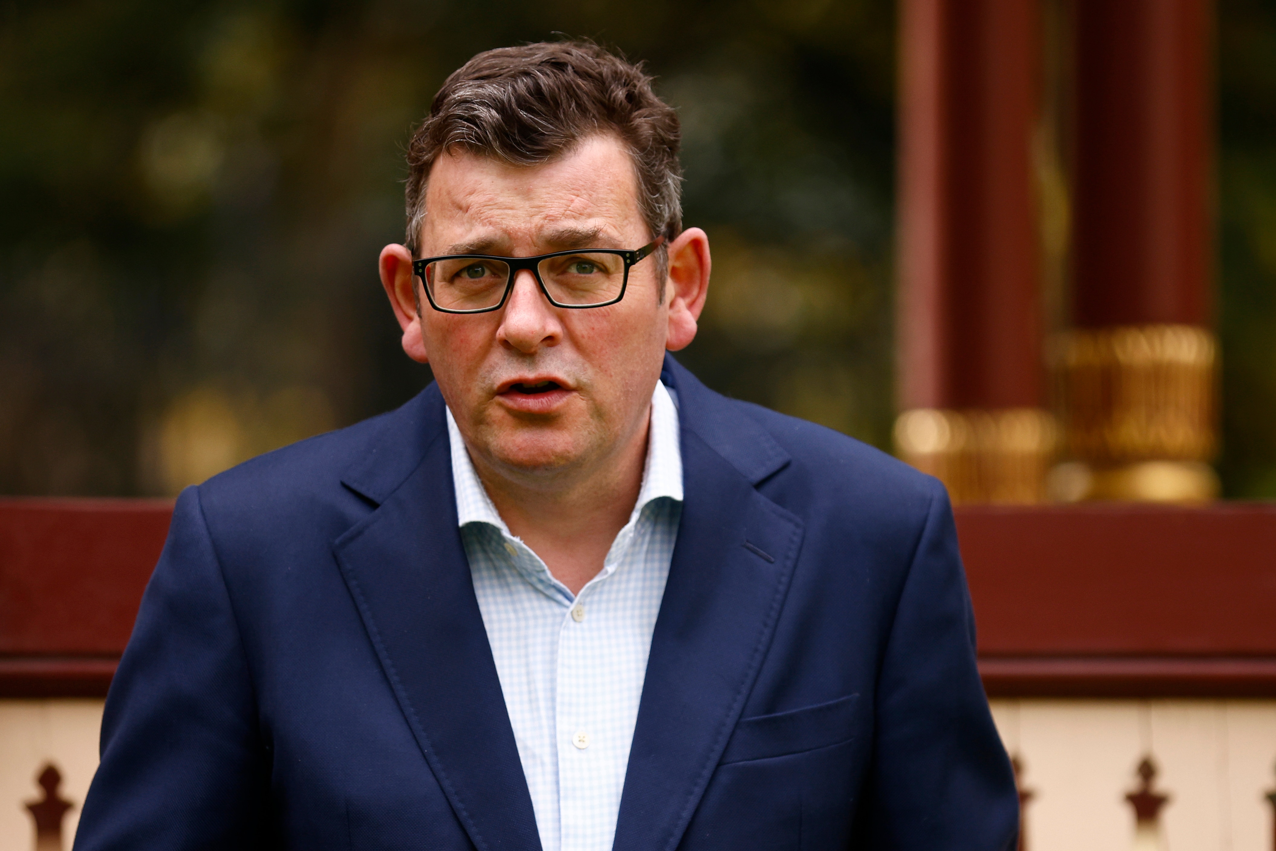 Victorian Premier Daniel Andrews speaks to the media during a press conference in Melbourne, Sunday, September 12, 2021. 