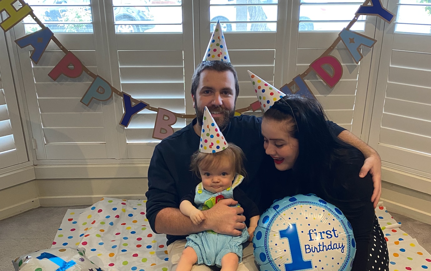 Daisy, Justin and Casper on his birthday. Daisy, Justin and Casper on his birthday.