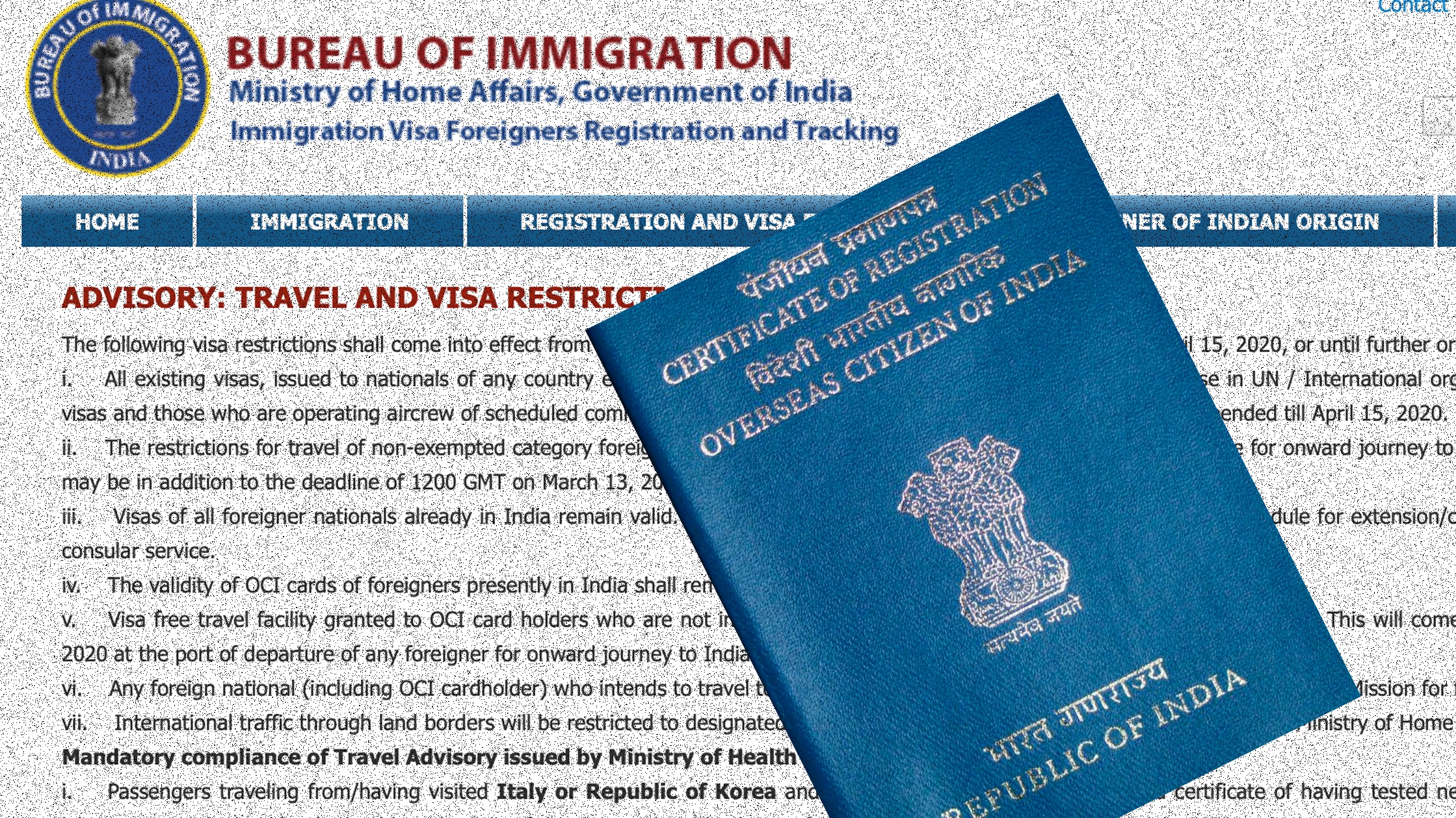 coronavirus travel restrictions india