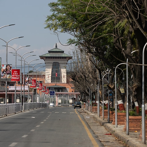 View of Durbarmarg road deserted in front of the Royal palace museum during the eighth day of the nationwide lockdown imposed by the government amid concerns about the spread of coronavirus disease (COVID-19) outbreak..World Health Organisation (WHO) anno