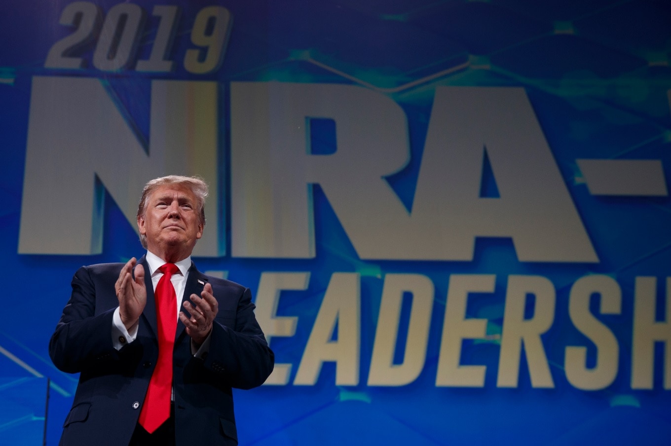 President Donald Trump arrives to speak to the annual meeting of the National Rifle Association, Friday, April 26. President Donald Trump arrives to speak to the annual meeting of the National Rifle Association, Friday, April 26