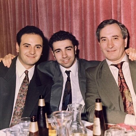 Giuseppe Mancini (a destra) con i figli Joe e Nick