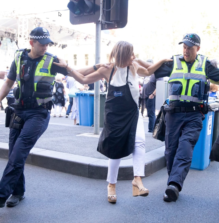 police dancing with festival reveller