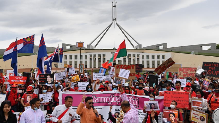 Image for read more article ''This has to end now': Hundreds gather in Canberra in protest against Myanmar's military coup'