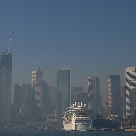 The Sydney Business District seen through smoke haze in Sydney, Tuesday, 19 November, 2019
