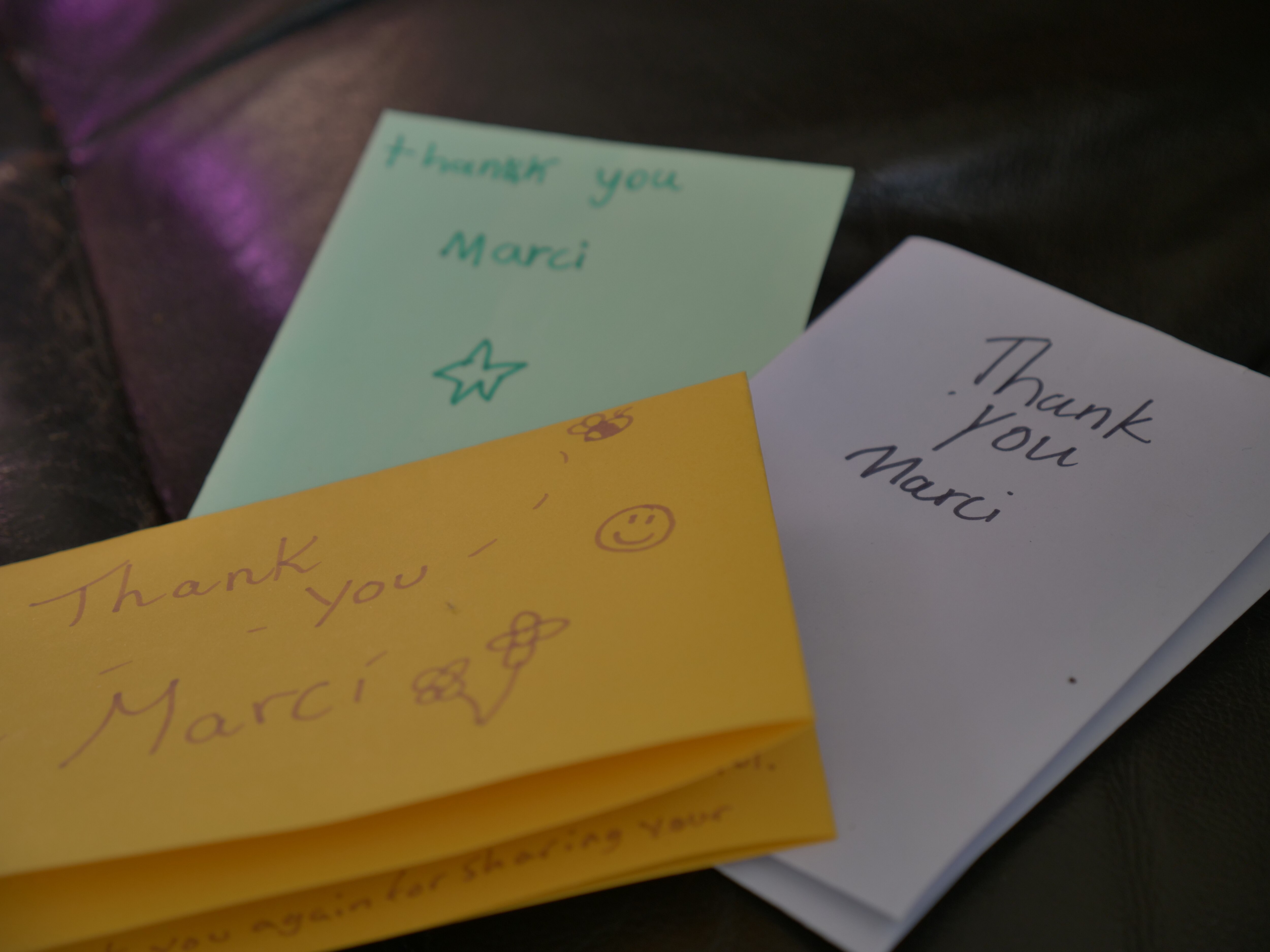 Letters Marci has received from students thanking her for telling her story