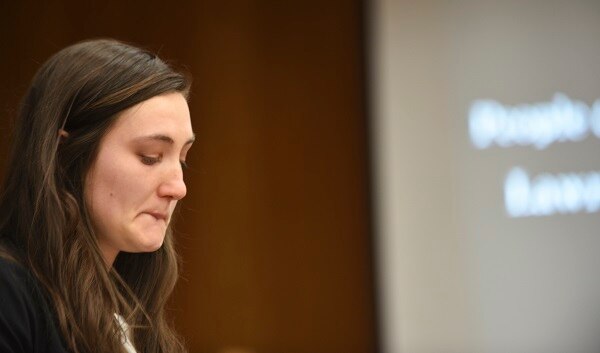 Rebecca Boeving addresses Larry Nassar Wednesday, Jan. 31, 2018, during a initial day of plant impact statements in Eaton County Circuit Court.