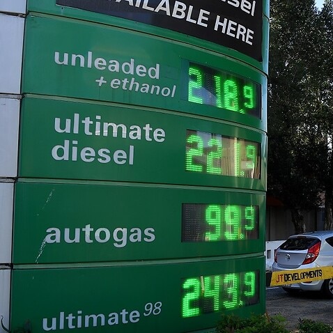 Fuel prices are listed on a fuel price board at a BP petrol station in Surry Hills, Sydney, March 14, 2022.