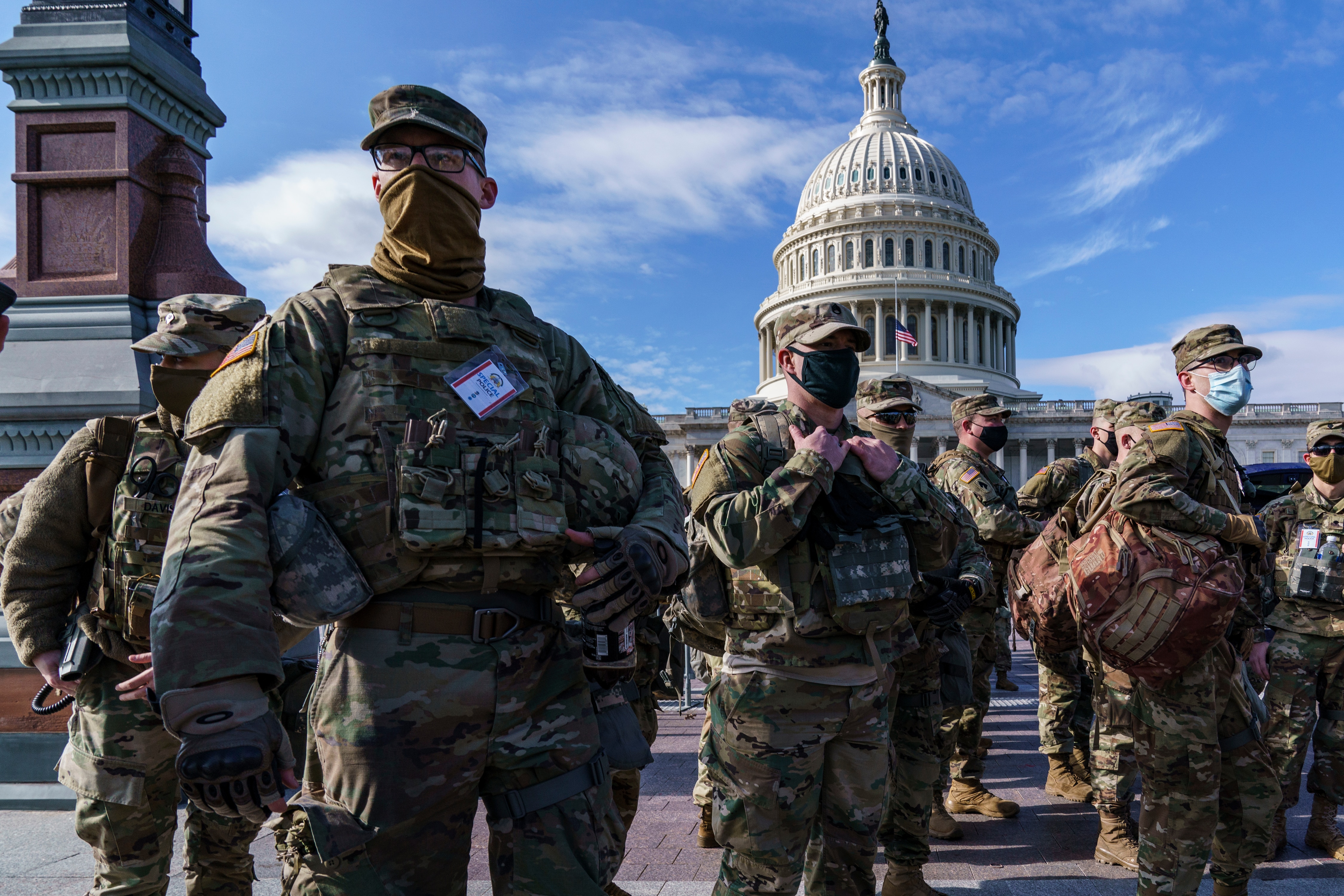 National Guard troops outside the Capitol.