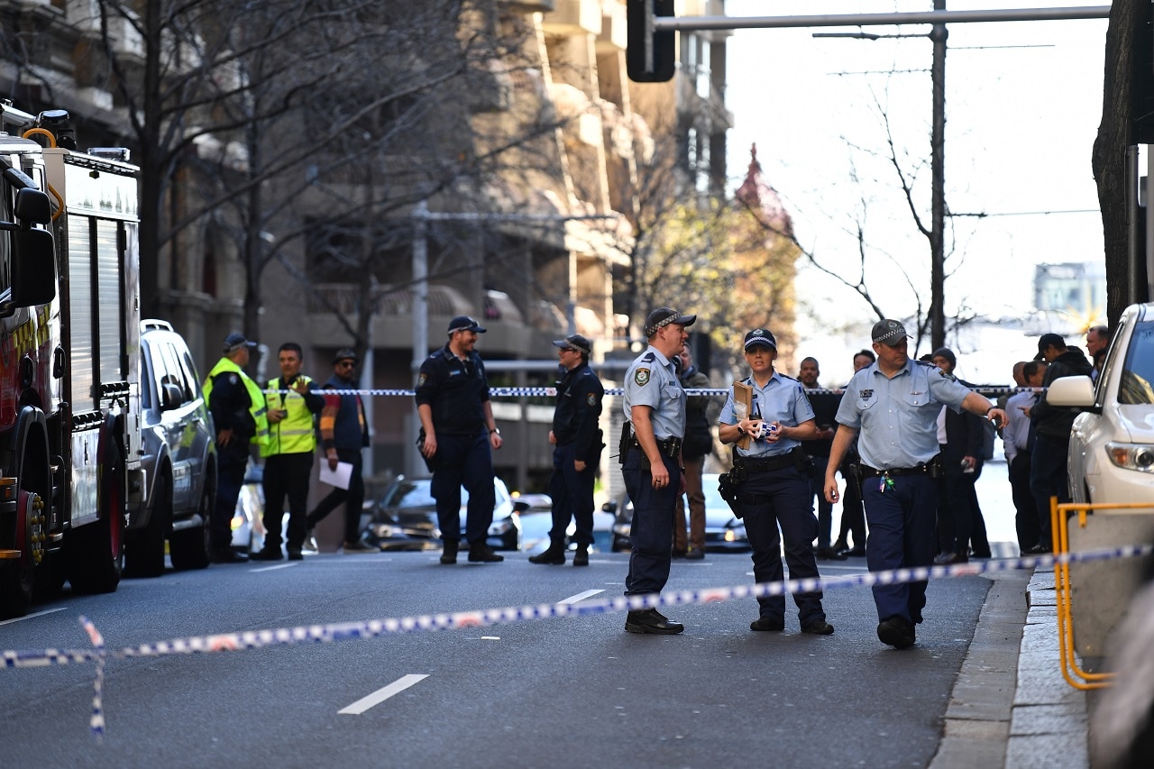 Police at the scene.