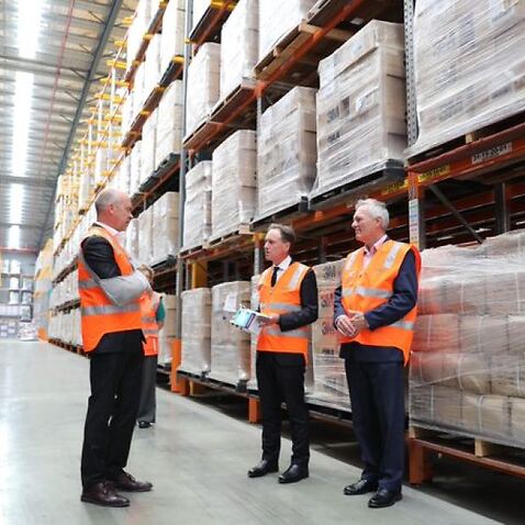Health Minister Greg Hunt touring one of the National Medical Stockpile warehouses in January.